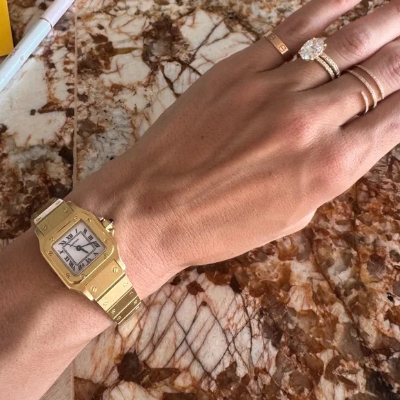 Vintage Cartier Santos 23.5mm 18K yellow gold watch Vintage Cartier Santos 23.5mm 18K yellow gold watch - www  main image 2